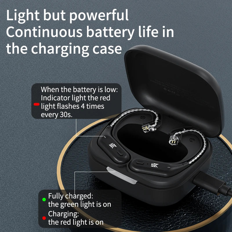 AZ09 HD Bluetooth 5.2 Ear Hook Headset Cable HIFI Wireless Upgrade Cable with Charging Case ,NEW Bluetooth 5.4