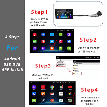 USB Car DVR for Android Media Navigator Dash Cam HD Camera Driving Recorder Comes with ADAS Driving Assistance Function