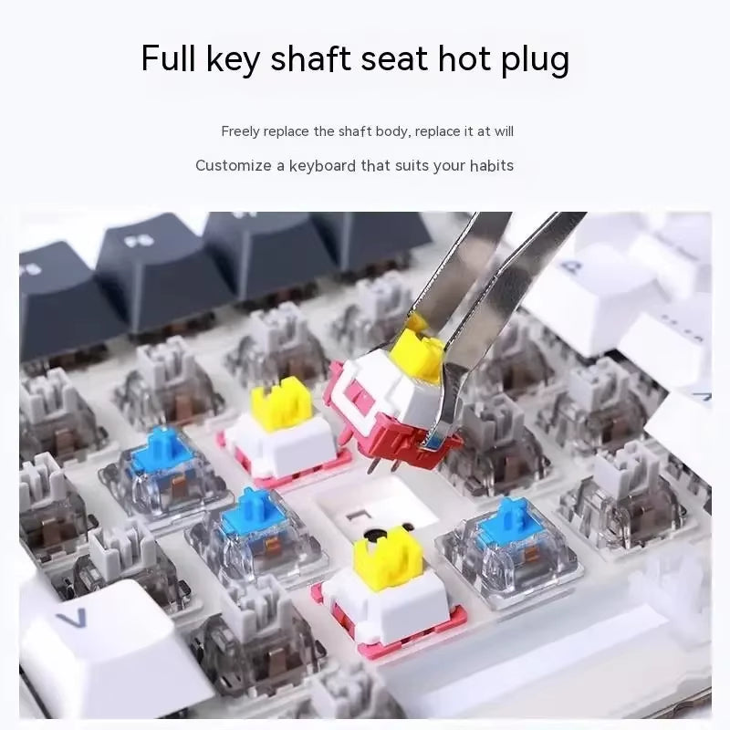 F87Pro Mechanical Keyboard 2.4G/Usb/Bluetooth Tri Mode Wireless 87 Key 5 Layer Silencing Filling Suitable for Gaming+Typing