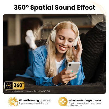 S30 Wireless Bluetooth 5.4 Headphones 43Db Adaptive Noise Cancelling Headsets 40Mm Driver 80H Playtime Earphones