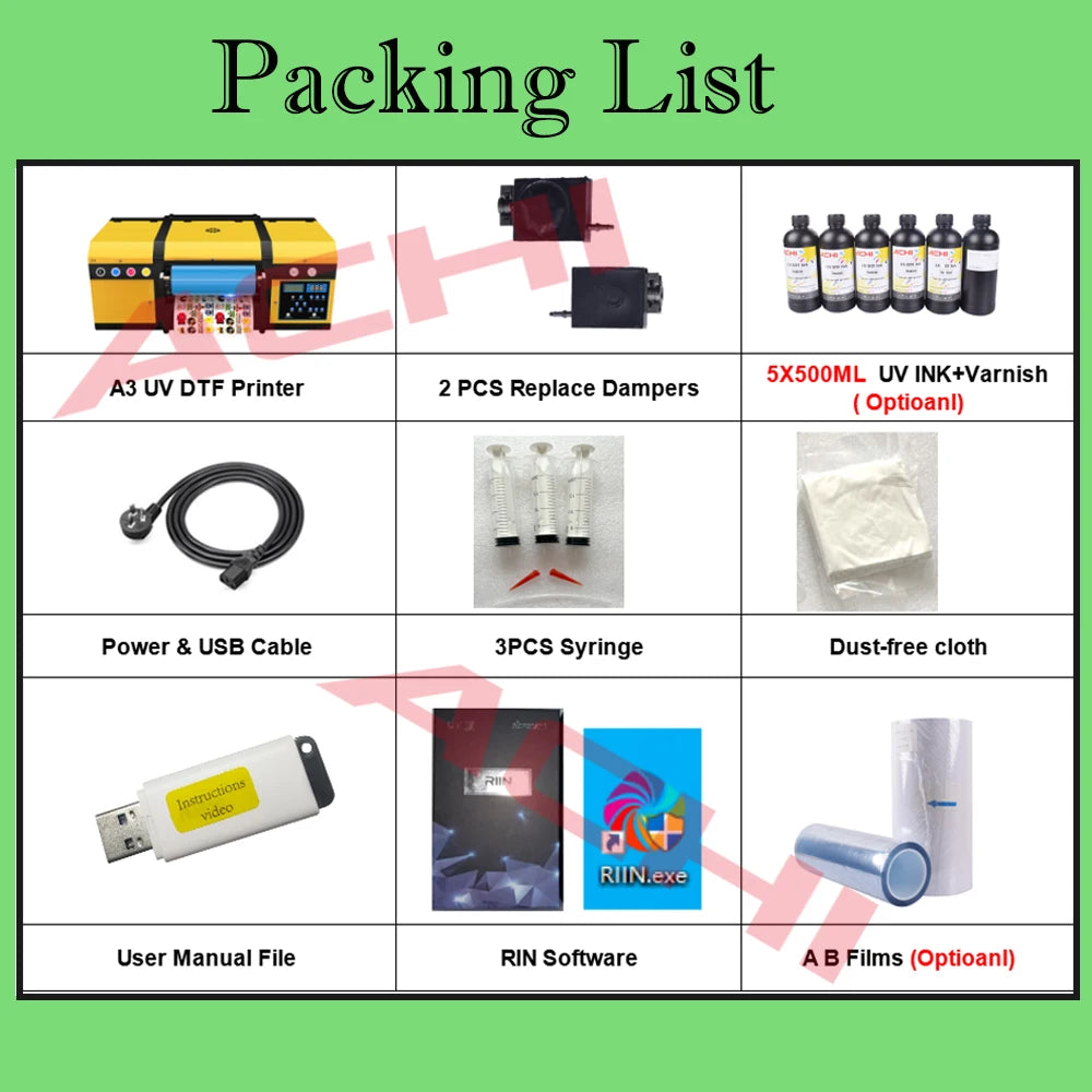 US STOCK A3 UV DTF Printing Laminating 2 in 1 A3 Varnish Printer Sticker Waterproof Dustproof Embossed for Wood Glass Phone Case