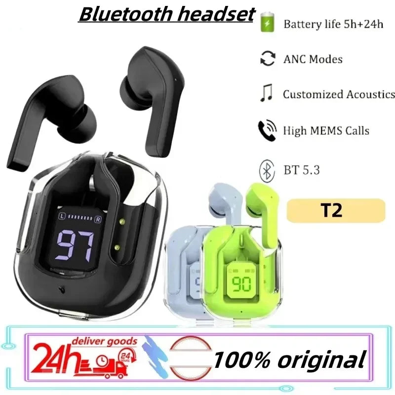 NEW HK3 Wireless BT5.3 Headset T2 TWS Headphones ENC Headphones LED Power Digital Display Stereo Sound Earphones for Sports