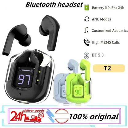 NEW HK3 Wireless BT5.3 Headset T2 TWS Headphones ENC Headphones LED Power Digital Display Stereo Sound Earphones for Sports