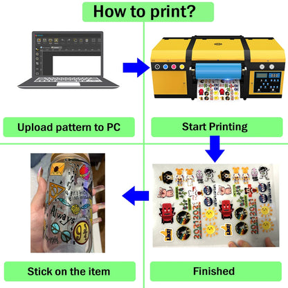 US STOCK A3 UV DTF Printing Laminating 2 in 1 A3 Varnish Printer Sticker Waterproof Dustproof Embossed for Wood Glass Phone Case