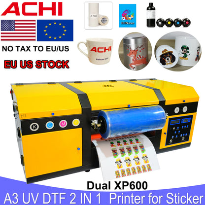 US STOCK A3 UV DTF Printing Laminating 2 in 1 A3 Varnish Printer Sticker Waterproof Dustproof Embossed for Wood Glass Phone Case