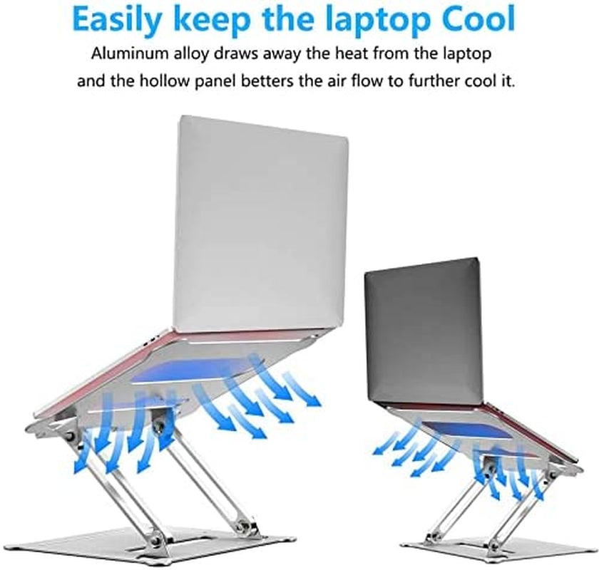 Adjustable Laptop Stand, Aluminum Laptop Computer Stand Rriser&Multi-Angle Stand with Heat-Vent to Elevate Laptop Holder Compatible for Mac,Notebook,Macbook Pro/Air,Lenovo,Dell More10-17 Laptop