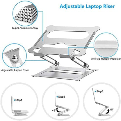 Adjustable Laptop Stand, Aluminum Laptop Computer Stand Rriser&Multi-Angle Stand with Heat-Vent to Elevate Laptop Holder Compatible for Mac,Notebook,Macbook Pro/Air,Lenovo,Dell More10-17 Laptop