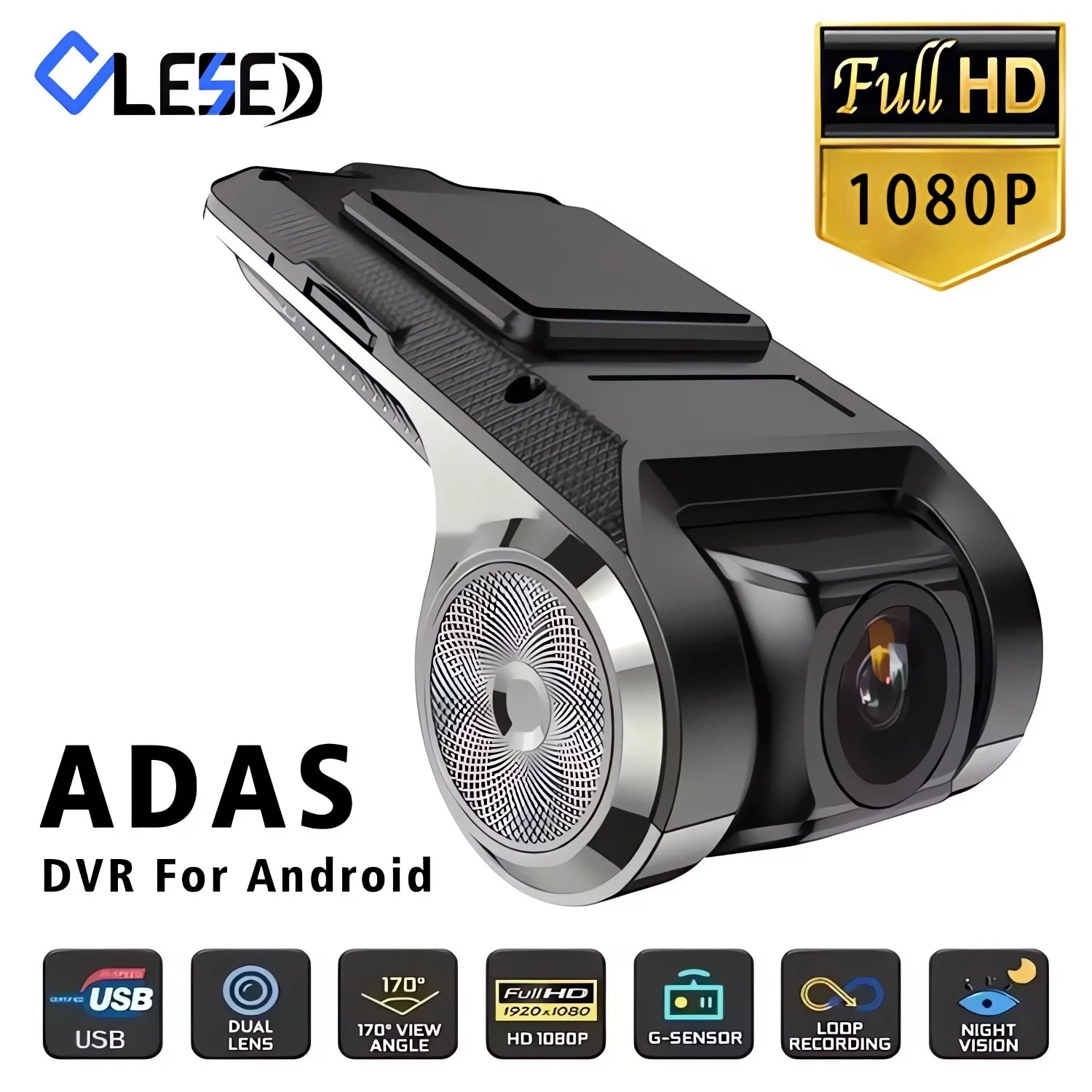USB Car DVR for Android Media Navigator Dash Cam HD Camera Driving Recorder Comes with ADAS Driving Assistance Function